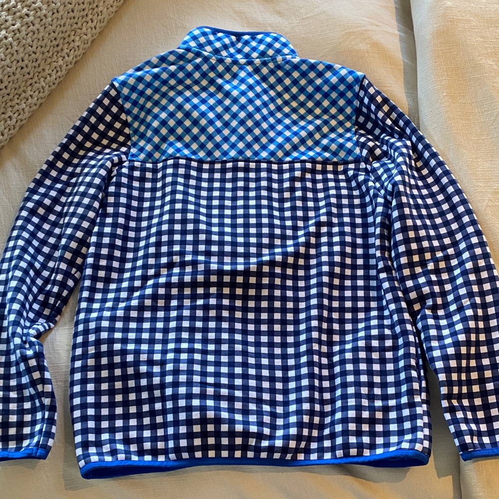 NWT Draper James Blue and White Gingham Crewneck Jacket- size kids XXL - 18-20 - Picture 6 of 7